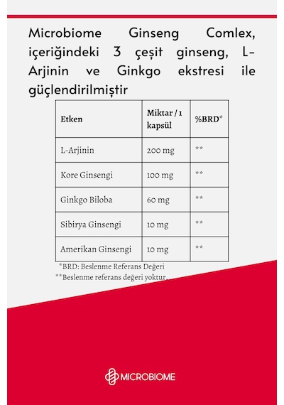 Microbiome Ginseng Complex 30 Kapsül Microbiome Ginseng Complex 30 Kapsül