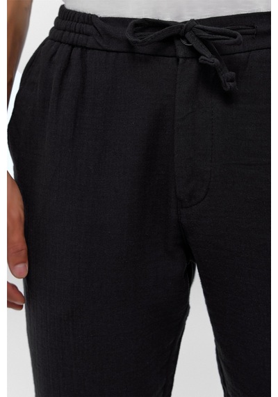 Süvari Siyah Slim Düz Jogger Pantolon