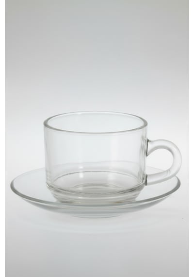 Puretea 12 Parça Cam Çay Seti 210 Ml Bardak & Tabak Beyaz