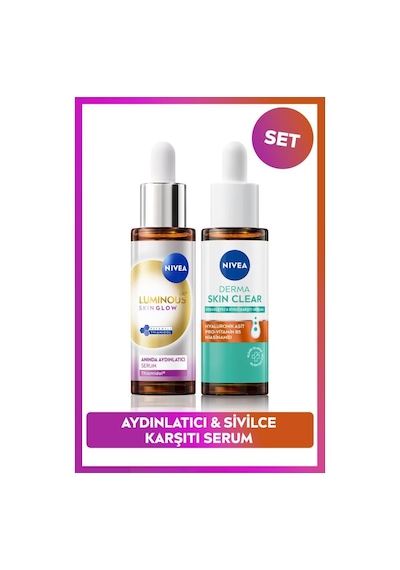 Luminous630 Skin Glow Aydınlatıcı Serum 30ml Ve Derma Skin Clear Sivilce Karşıtı Serum, Niasinamid