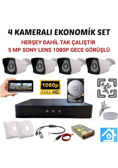 4 Kameralı Ekonomik Güvenlik Seti 250 Gb Hdd Dahil Tak Çalıştır 4 Kameralı Ekonomik Güvenlik Seti 250 Gb Hdd Dahil Tak Çalıştır
