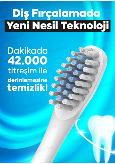 Şarjlı Elektrikli Diş Fırçası Ipx7 Su Geçirmez 42.000 Titreşim 6 Mod Sonic 3 + 1 Başlık