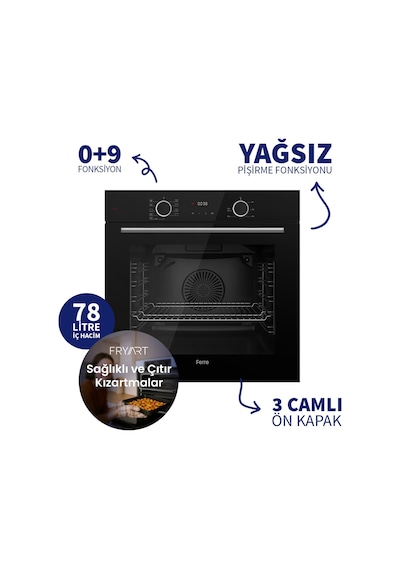 Fryart XE63CS-LN385-D063SA Siyah Chef Edition 3'lü Ankastre Set