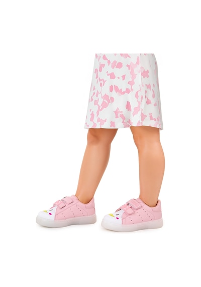 Kiko Kids Bart Cırtlı Işıklı Kız Çocuk Spor Ayakkabı Pembe
