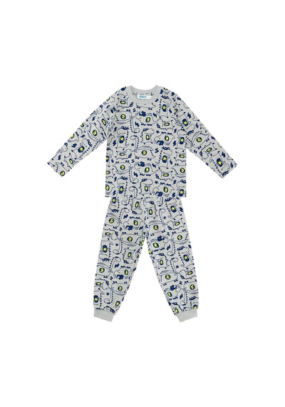 Süper Dino Erkek Bebek Gri Pijama Takımı