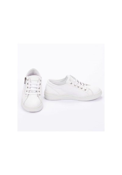 Kadın Hakiki Deri Geniş Kalıp Günlük Ayakkabı Sneakers Beyaz