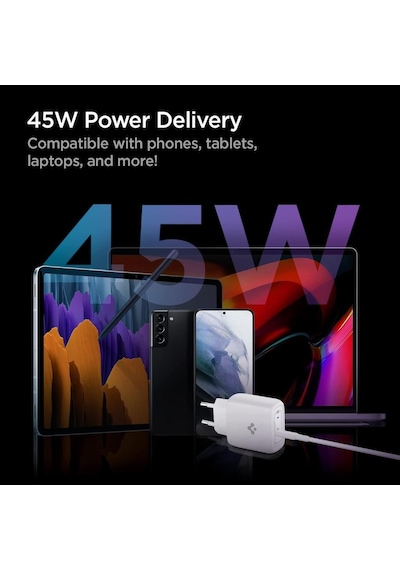 Spigen PE2015 Powerarc Arcstation Pro 45 W USB-C Duvar Şarj Cihazı Beyaz