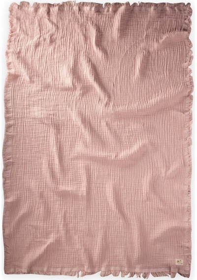 Cigit Dört Kat Püsküllü Battaniye 80x120 Cm Pudra Pembe Pudra