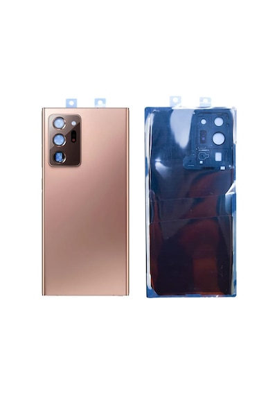 Samsung Note 20 Ultra Kamera Camlı Kahverengi Uyumlu Arka Kapak Batarya Kapağı Pil Kapağı Kahverengi