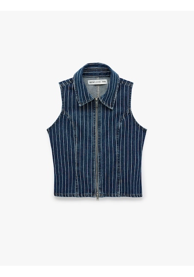 Koton Pamuklu Rahat Kalıp Kolsuz Klasik Yaka Fermuarlı Denim Yelek Koyu İndigo 6sal20004md Koton Pamuklu Rahat Kalıp Kolsuz Klasik Yaka Fermuarlı Denim Yelek Koyu İndigo 6sal20004md