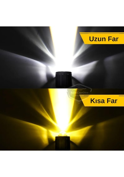 Ford Transit Connect 2002-2013 Uyumlu Mercekli Far Ampulü Led Xenon Çift Renk Sarı-beyaz Far Şimşe Etkili Csp Led LED Far 53816841