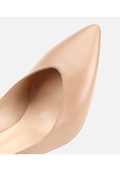 Hotiç Kadın Deri Bej Kısa Topuklu Stiletto
