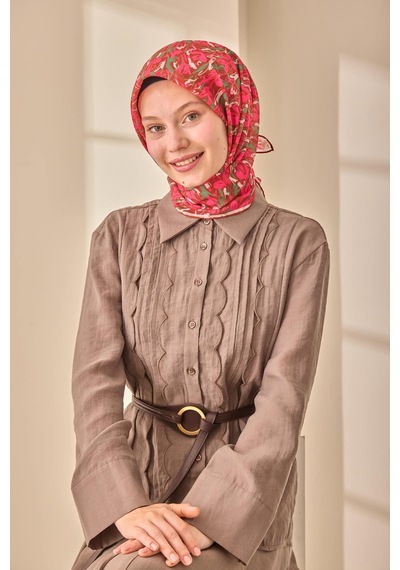 Silk Home Soft Eşarp 73091-29 Fuşya, Kızıl Kahve, Yeşil, Beyaz