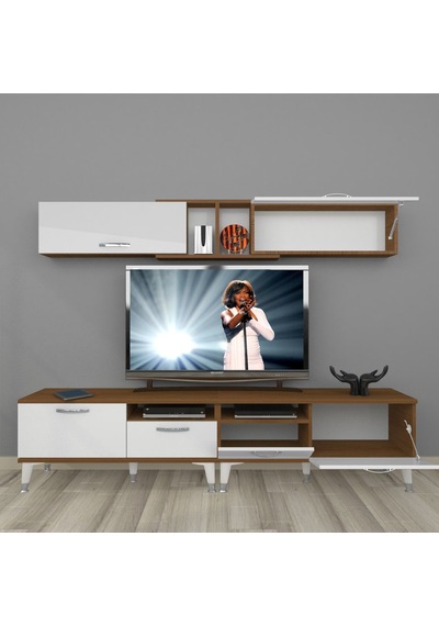 Decoraktiv Eko 5220 Mdf Silver Tv Ünitesi Tv Sehpası - Ceviz Beyaz Ahşap - Beyaz