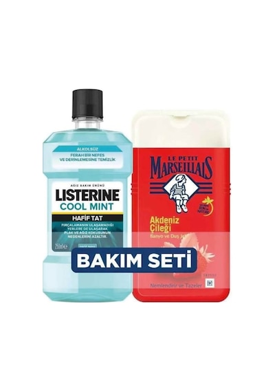 Listerine Cool Mint Hafif Tat Ağız Bakım Suyu 250 ML + Le Petit Marseillais Akdeniz Çileği Duş Jeli 250 ML