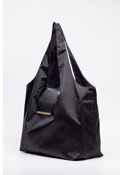 Fabric Craft Bag Omuz Çantası Siyah 50x60 Cm Katlanabilir Büyük Boy Paraşüt Kumaş Hafif Günlük Tote Siyah - Mavi