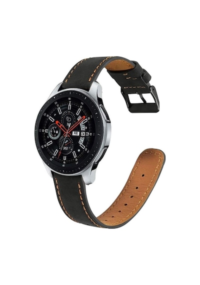 Samsung Uyumlu Galaxy Watch 3 45 Mm Deri Kordon Premium Dikişli Deri Kay