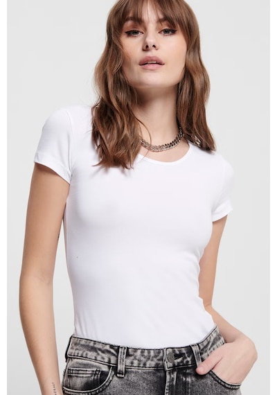 Only Onllive Pamuklu Regular Fit Bisiklet Yaka T Shirt Bayan T Shirt 15205059 Beyaz