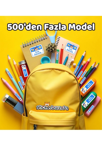Okul Kreş Kişiye Özel İsim Etiket Seti Plüto Temalı - Model 85 Çok Renkli