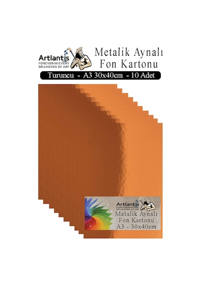 Metalik Aynalı Fon Kartonu 10 Lu A3 30x42 Cm 1 Paket Okul Sınıf Dekoratif Pırıltılı Folyo Kağıt Dekoratif Anasınıfı Kreş Turuncu