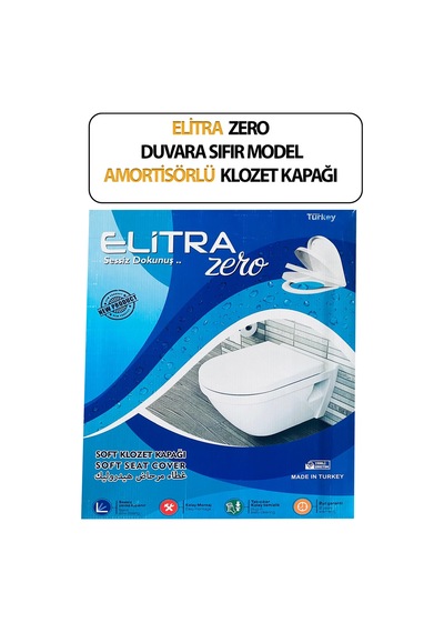 Klozet Kapağı, Duvara Sıfır, Elitra Zero , Amortisörlü, Hijyenik, Basit Kurulum Tak Kullan Beyaz