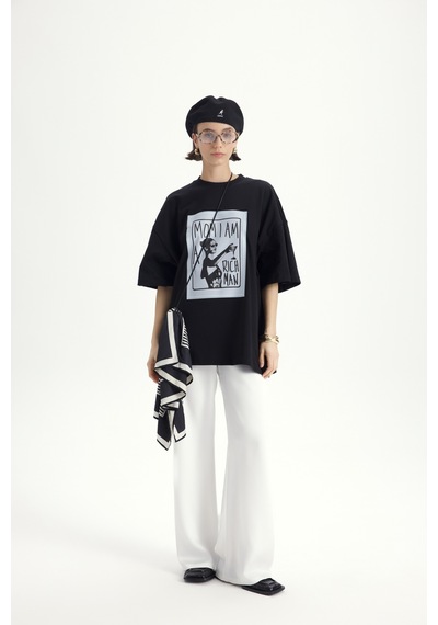Mai Studıos Mai Studios Co. Rich Woman Oversize Siyah T-shirt SIYAH