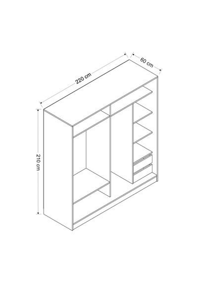 Minarmobilya Minar Kale210Y 2K Sürgülü Dlp 220G Cm - Byz Aynalı