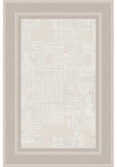 Modern Krem Bej Patchwork Halı Jüt Tabanlı Dokulu Salon Halısı Kahverengi