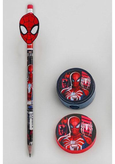 X Dekomus Lisanslı Spiderman Hero Force Collection Cup 5 Parça Kırtasiye Seti Sticker, Tüylü Kalem "dekomus Cep Defteri Hediyeli" 124-Pembe