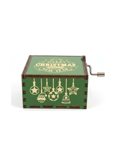 Ahşap Yılbaşı Müzik Kutusu, Merry Christmas Şarkısı Çalan, Çevirmeli Mekanizma, Noel Baba Ve Ren Geyiği Tasar Diğer