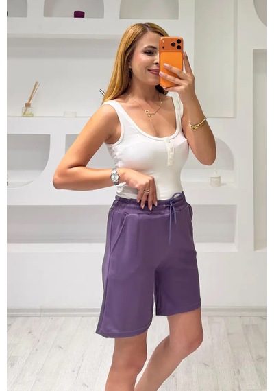 Fiolin Soft Touch Modal Kumaş Şort Mor