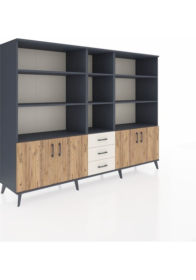 Hyperion Dolap 11 Raflı 3 Çekmeceli 4 Kapaklı 220x44x163 Antrasit Antrasit-çam/aytaşı Hyperion Dolap 11 Raflı 3 Çekmeceli 4 Kapaklı 220x44x163 Antrasit Antrasit-çam/aytaşı