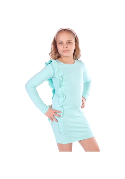 Toontoy Kız Çocuk Fırfır Detaylı Elbise Açık Mint Yeşili