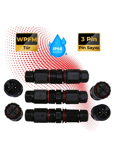 Su Geçirmez Vida Bağlantılı Konnektör Ip68, 3 Pin 5 Adet