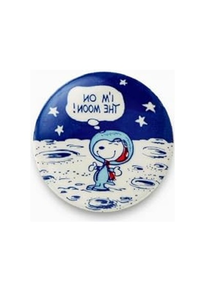 Snoopy I'm On The Moon Yazılı Rozet Açık Kahverengi