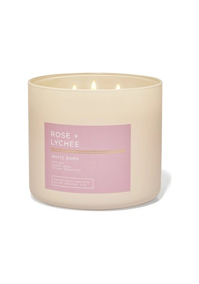 Bath & Body Works Rose & Lychee Büyük Mum 411 G Çok Renkli