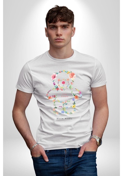 Sadece Yaşamak Unisex Unisex Beyaz Organik Baskılı T-shirt Penye Yüksek Kalite Beyaz
