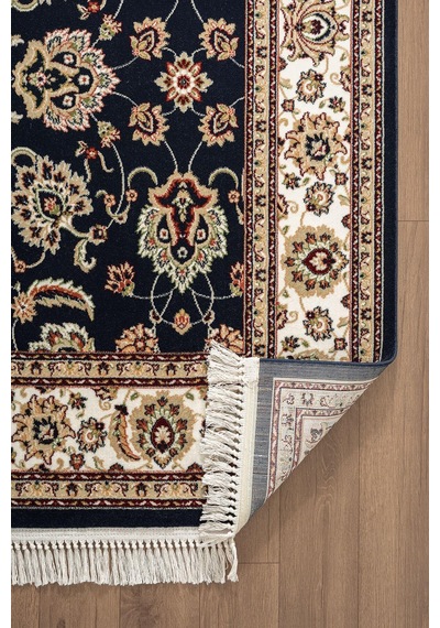 Cotto Home Fesane Fn002m Lacivert Pamuk Taban Etnik Çerçeve Desenli Oturma Odası Halısı