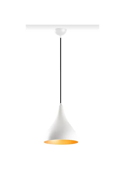 Rsylight Retro Metal Dekoratif Beyaz İçi Gold Rustik Tekli Sarkıt Avize Çap:22 Cm