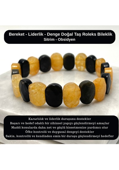 Sertifikalı Bereket & Liderlik & Denge Doğal Taş Roleks Bileklik Çok Renkli