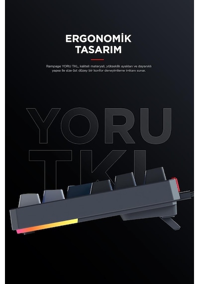 Yoru Tkl Type-c Outemu Rgb Red Swich Mekanik Oyuncu Klavyesi- Gri/siyah
