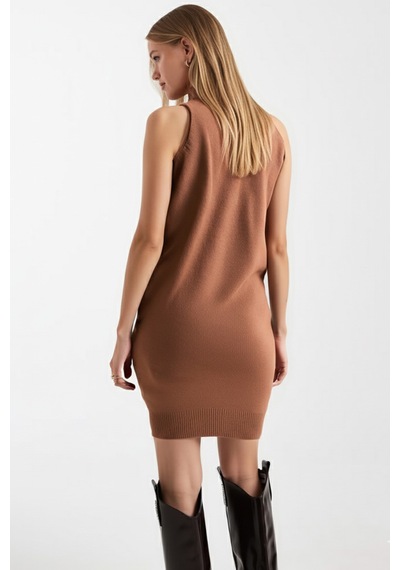 Armonika Kadın Camel Önü Pencereli Kolsuz Triko Elbise Arm-26k136063