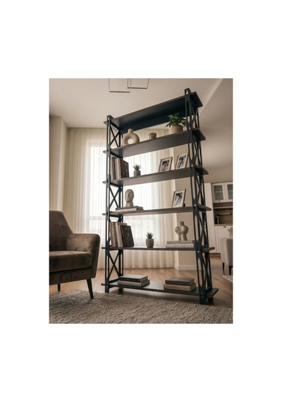 6 Raflı Dekoratif Çok Amaçlı Metal Ve Ahşap Raf - Kitaplık, Banyo Rafı - Modern Tasarım 170cm Antrasit-siyah - 927106455 Antrasit-siyah 6 Raflı Dekoratif Çok Amaçlı Metal Ve Ahşap Raf - Kitaplık, Banyo Rafı - Modern Tasarım 170cm Antrasit-siyah - 927106455 Antrasit-siyah