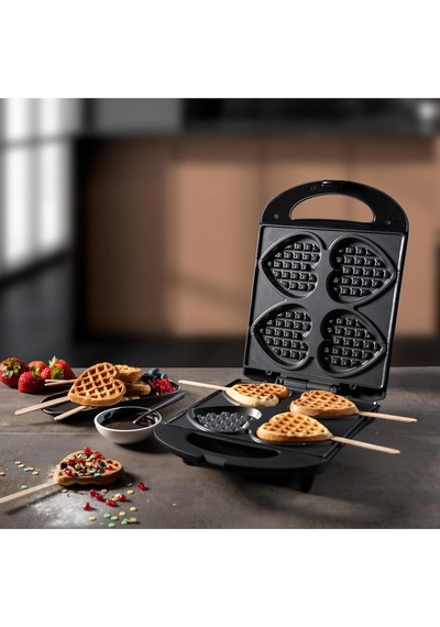 Bestron Saplı Kalp Waffle'lar Için Waffle Makinesi Mutfak Ekipmanları Siyah 189436779