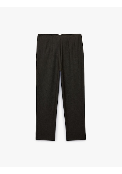Koton Slim Fit Düz Kısa Paça Viskon Karışımlı Cigarette Pantolon Kahverengi 7wak40037uw Kahve