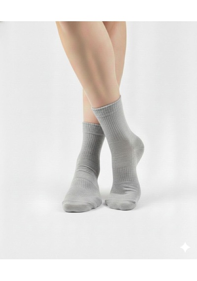 Ozzy Socks Kadın 4 Çift Bambu Lastiksiz Sıkmayan Diabetik Bilek Çorap Gri