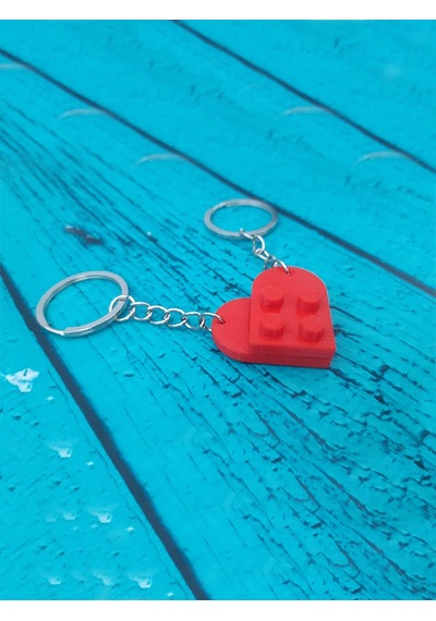 Seninle Anlam Bulurum Lego Dizayn Kalp Anahtarlık 2'li Çok Renkli