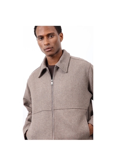 Antioch Regular Fit Dokulu Erkek Mont Koyu Vizon