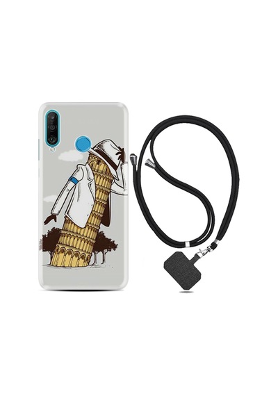 Huawei P30 Lite Kılıf Boyun Askılı Black In The Woman 1367