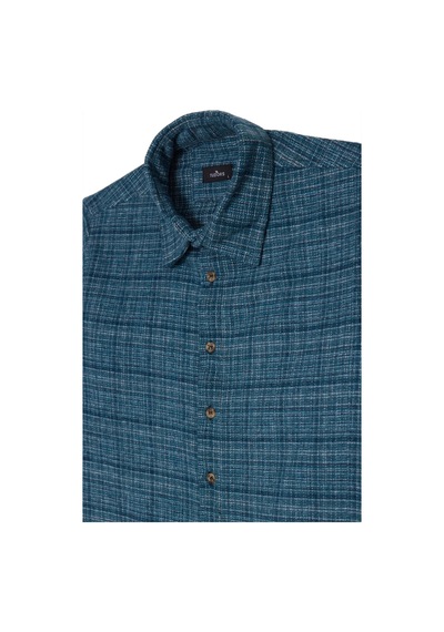 Tudors Erkek Slim Fit Dar Kesim Kareli Kışlık Oduncu Gömlek-42208 Petrol